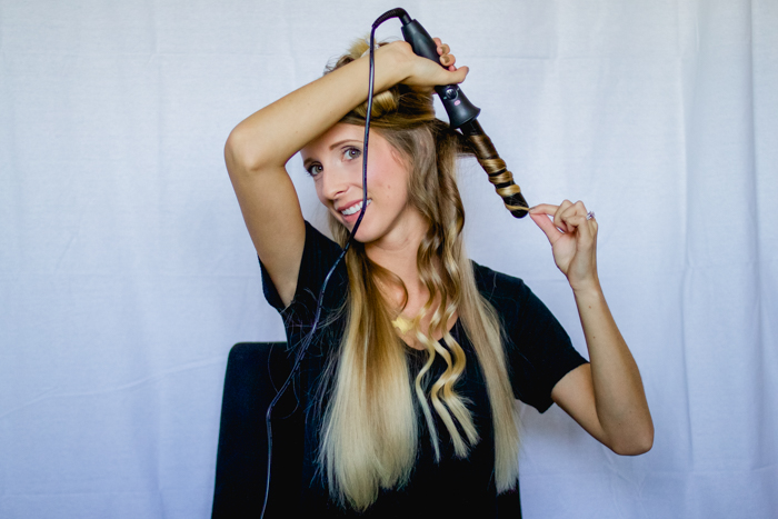 styling fringes using curling iron